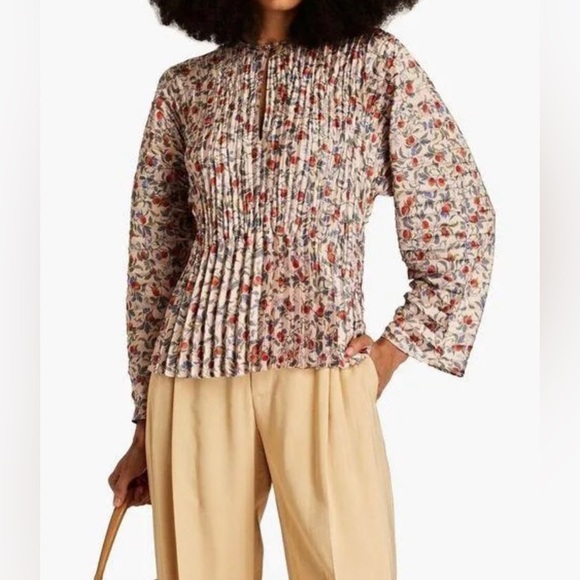 Vince Pomegranate Pleated Blouse - Picture 1 of 9